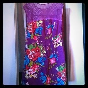 Torrid size 16 purple fishnet hibiscus dress